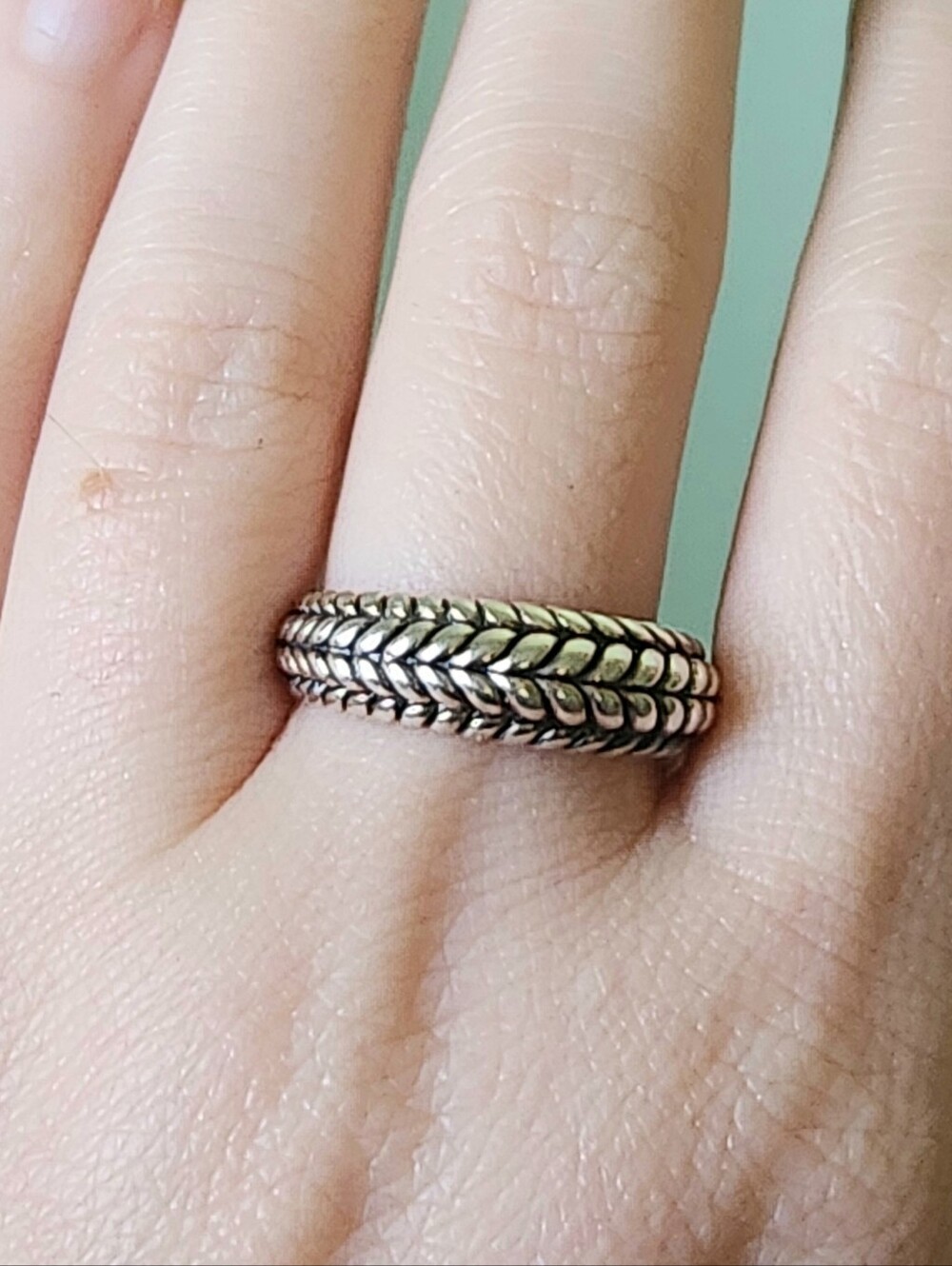 JOHN HARDY JAI STERLING SILVER BASKET WEAVE BAND RING SZ 8 - Picture 5 of 11